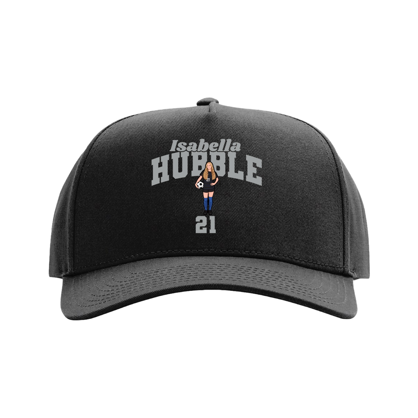 Full Fabric Five-Panel Champ Cap — Signature Arch in Black