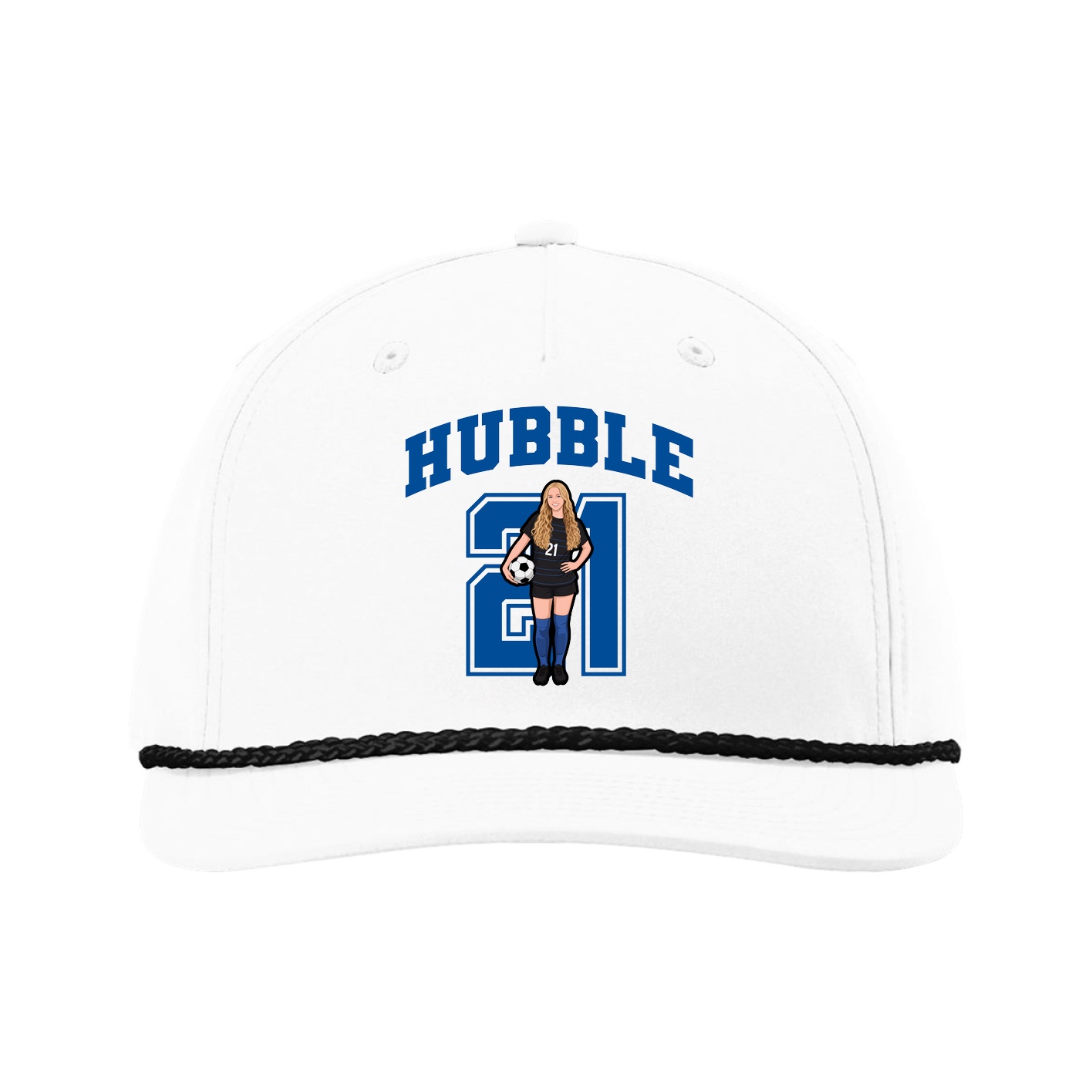 Five-Panel Classic Rope Cap — Number in White