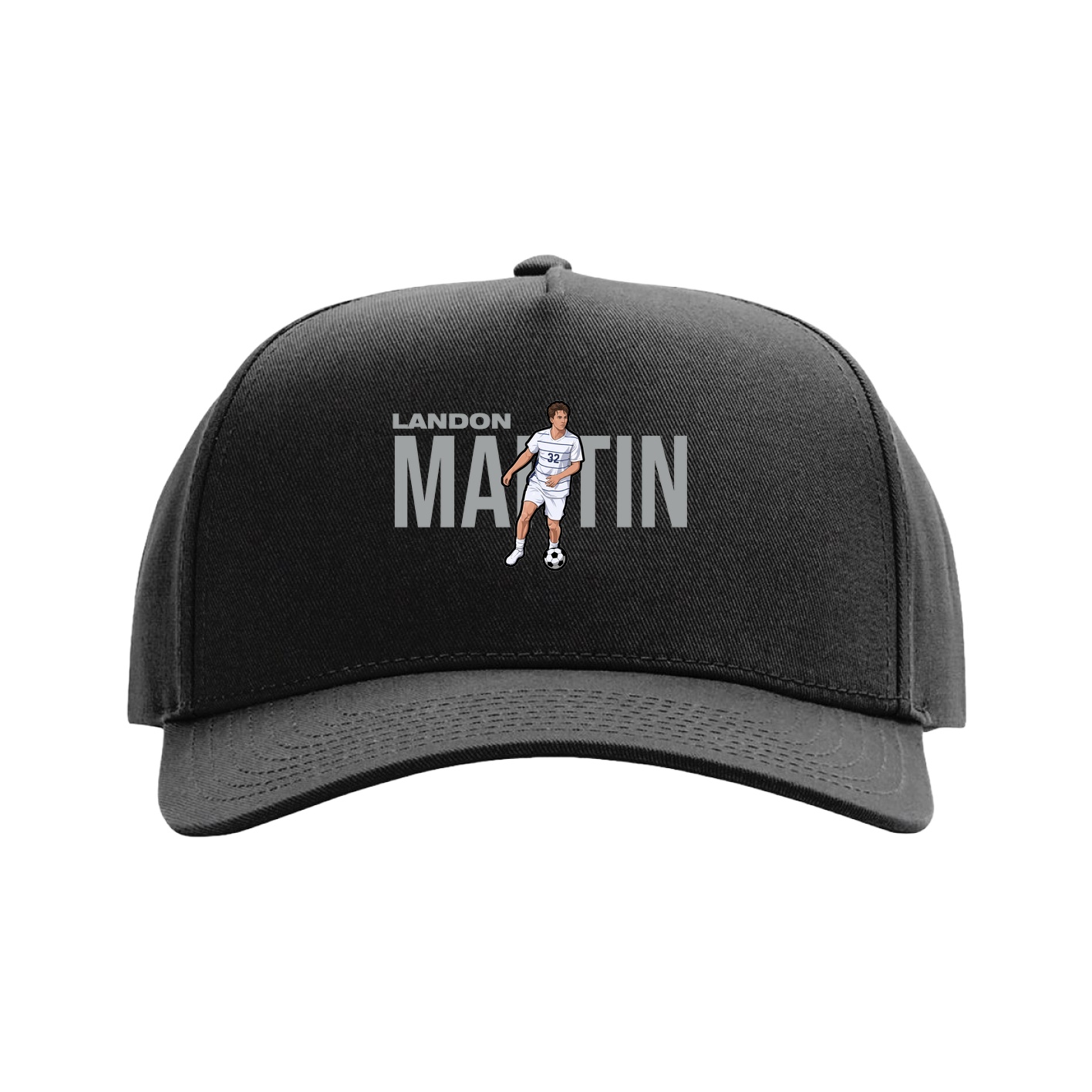 Full Fabric Five-Panel Champ Cap — Player Name in Black