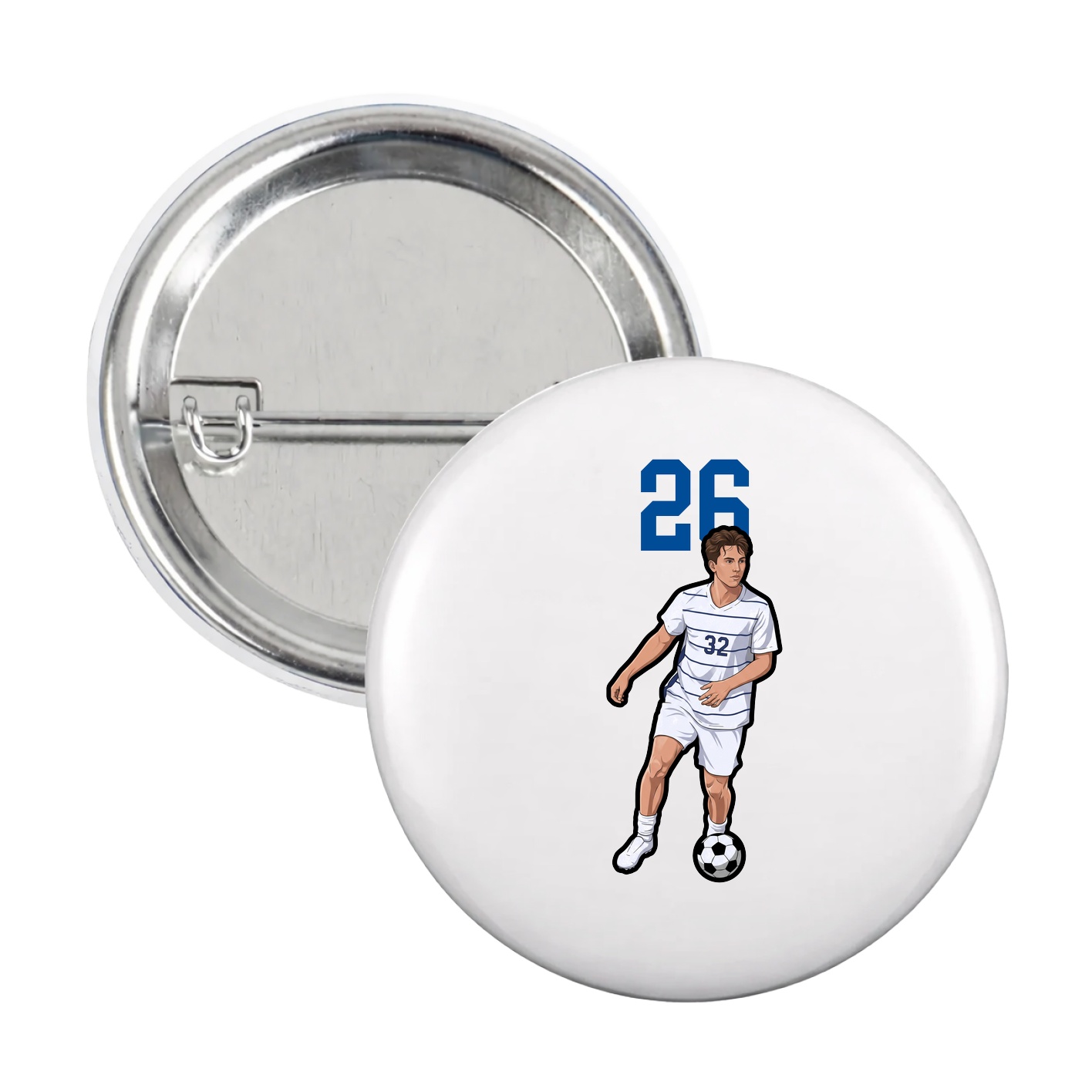Game Day Button — Number Top in White