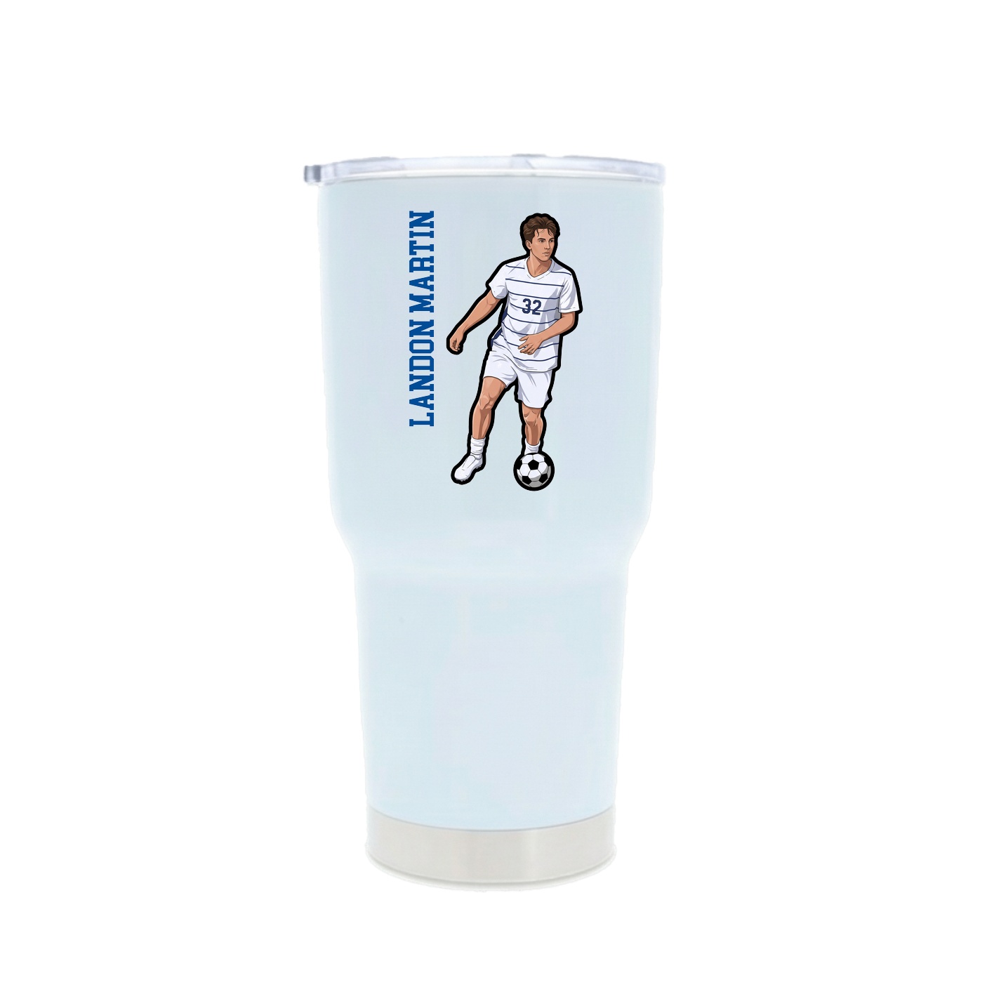 30oz Stainless Steel Tumbler — Name Vertical in White
