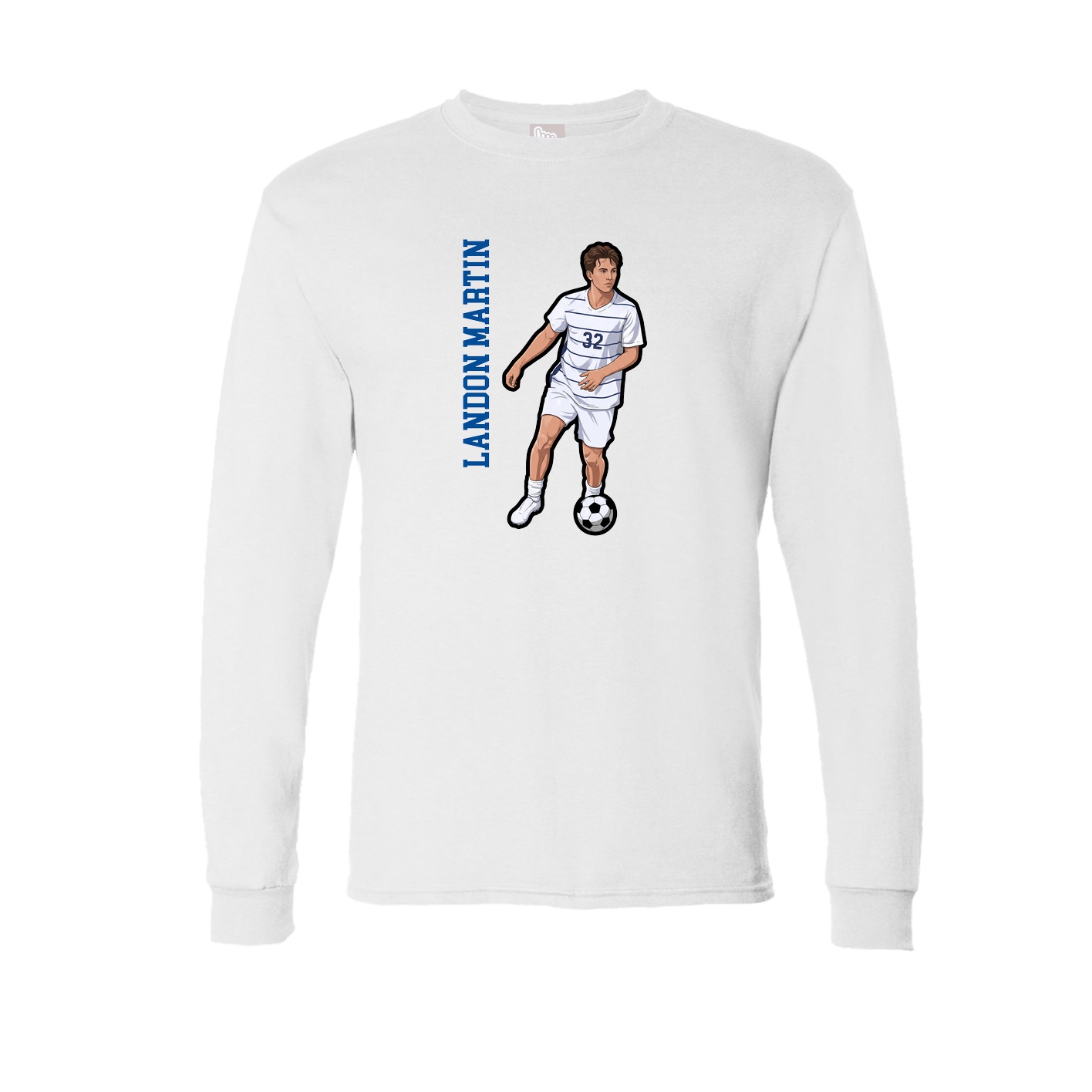 Long Sleeve Tee — Name Vertical in White