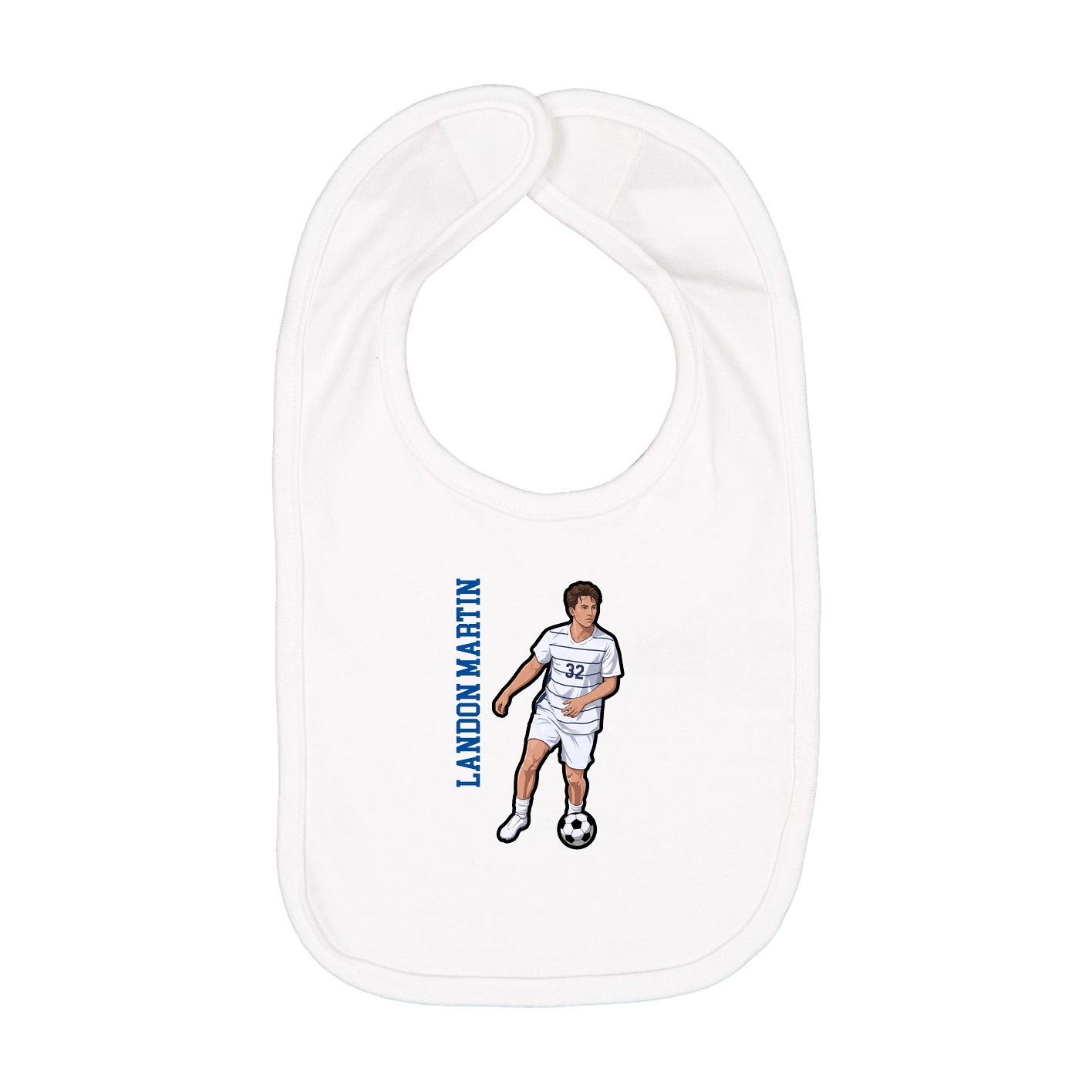 Infant Bib — Name Vertical in White