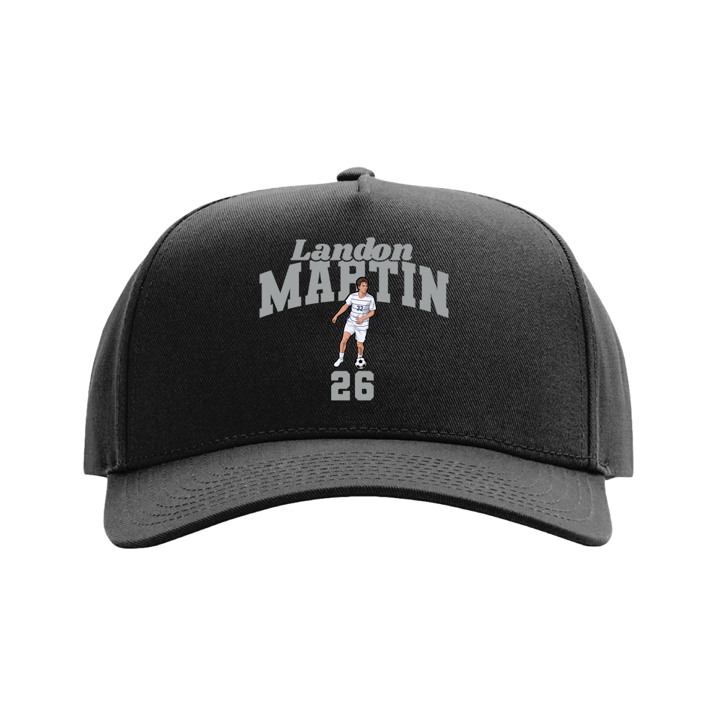 Full Fabric Five-Panel Champ Cap — Signature Arch in Black