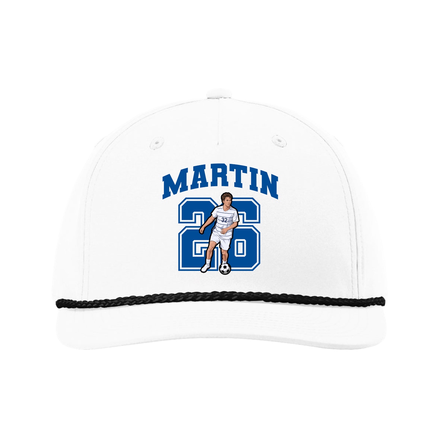 Five-Panel Classic Rope Cap — Number in White