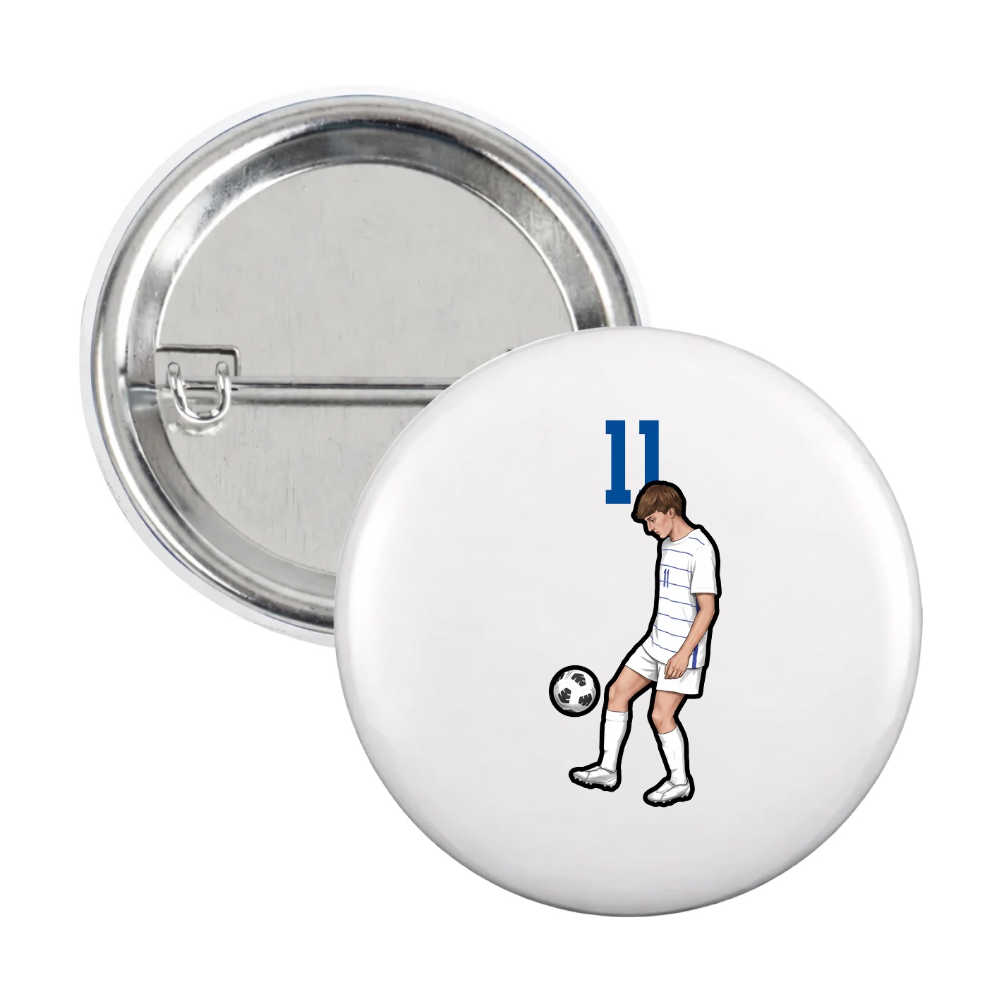 Game Day Button — Number Top in White