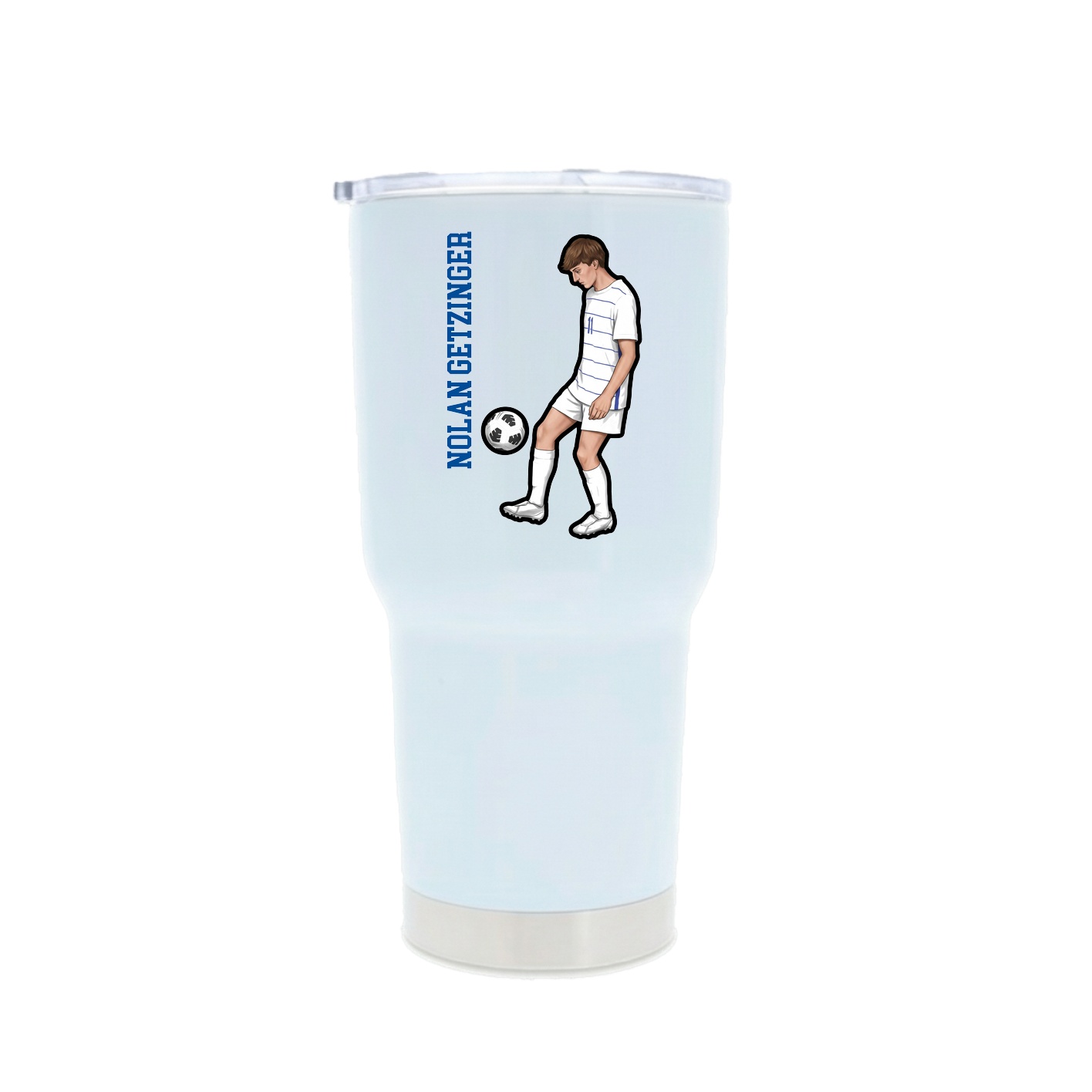 30oz Stainless Steel Tumbler — Name Vertical in White