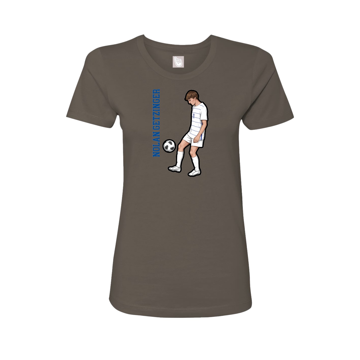Fitted Women's Tee — Name Vertical in Grey