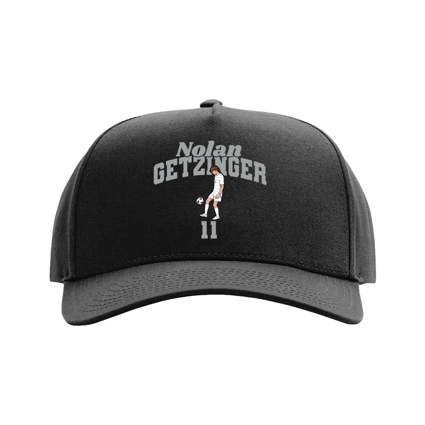 Full Fabric Five-Panel Champ Cap — Signature Arch in Black