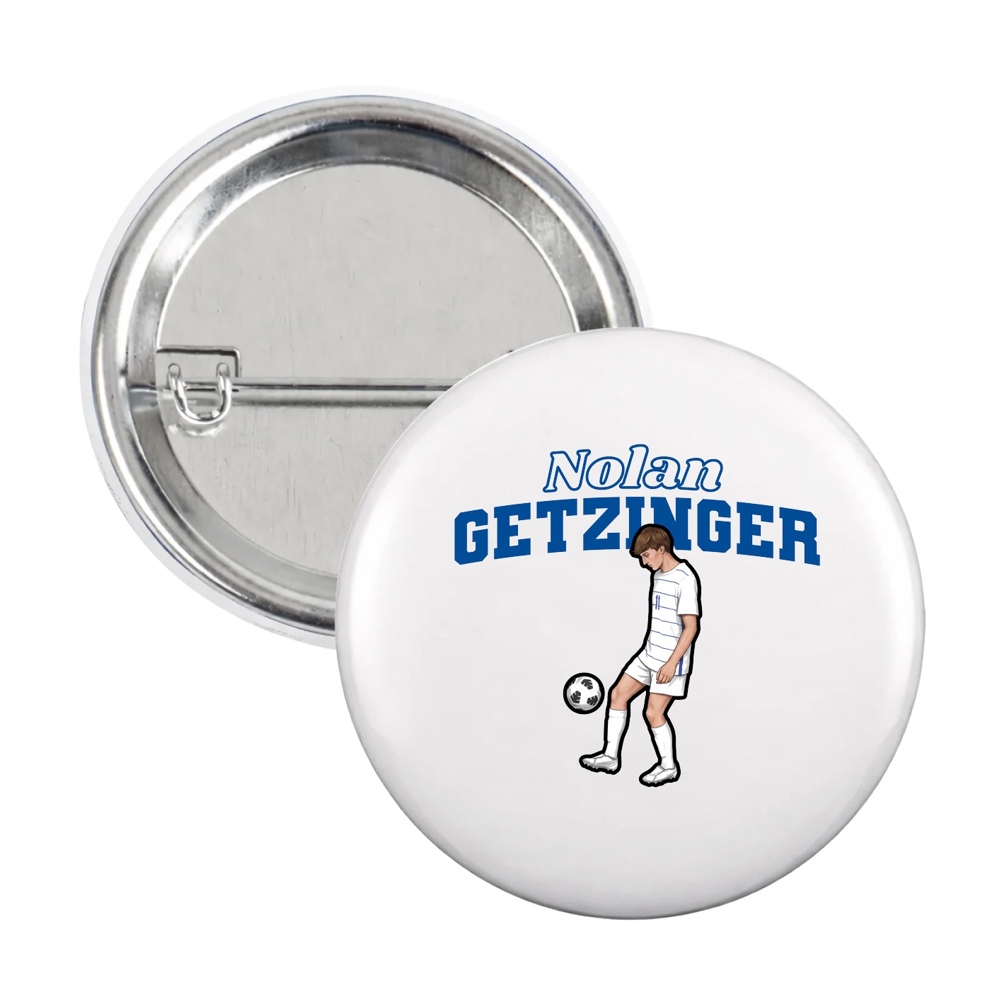 Game Day Button — Name Arch in White