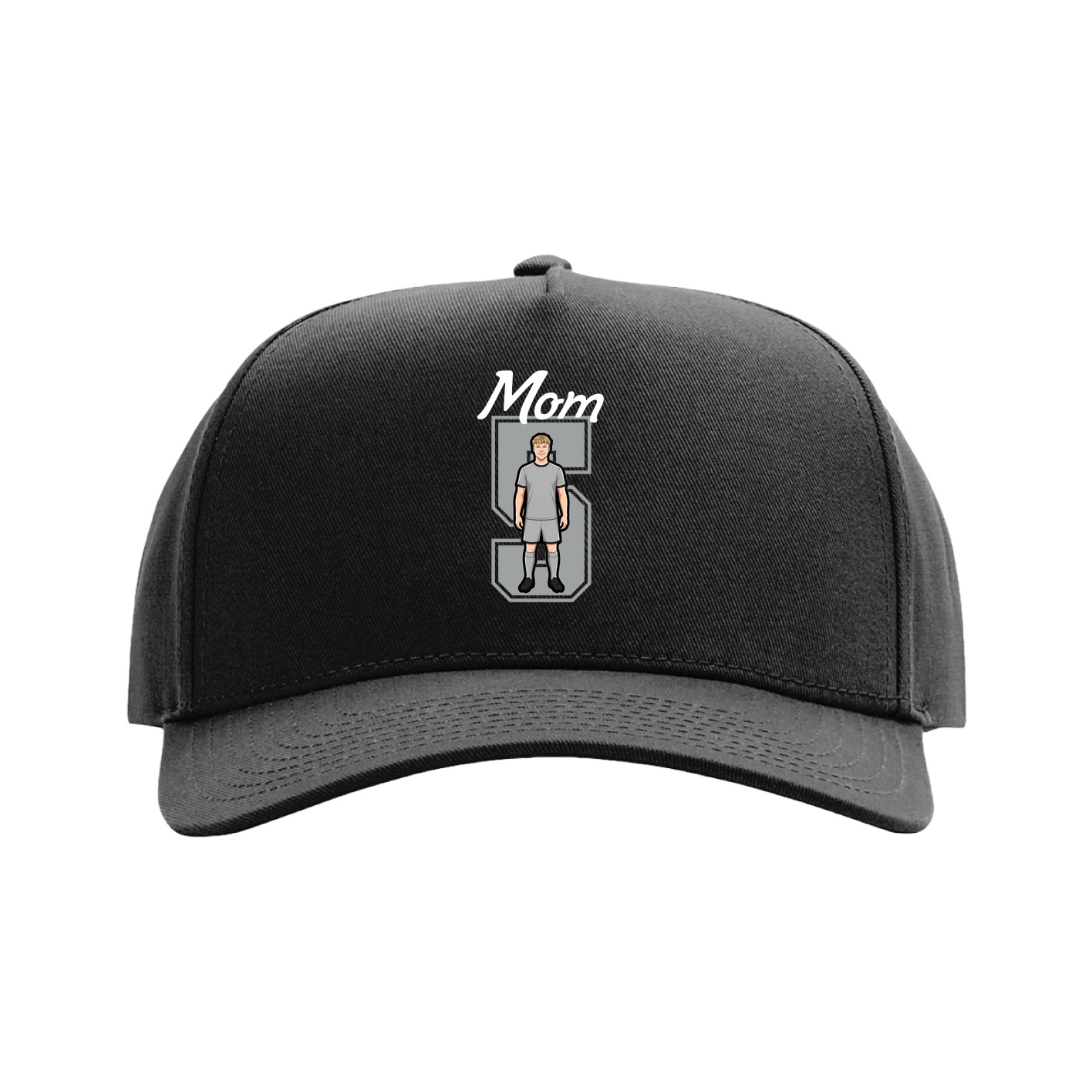 Full Fabric Five-Panel Champ Cap — Mothers Day Shirsey in Black