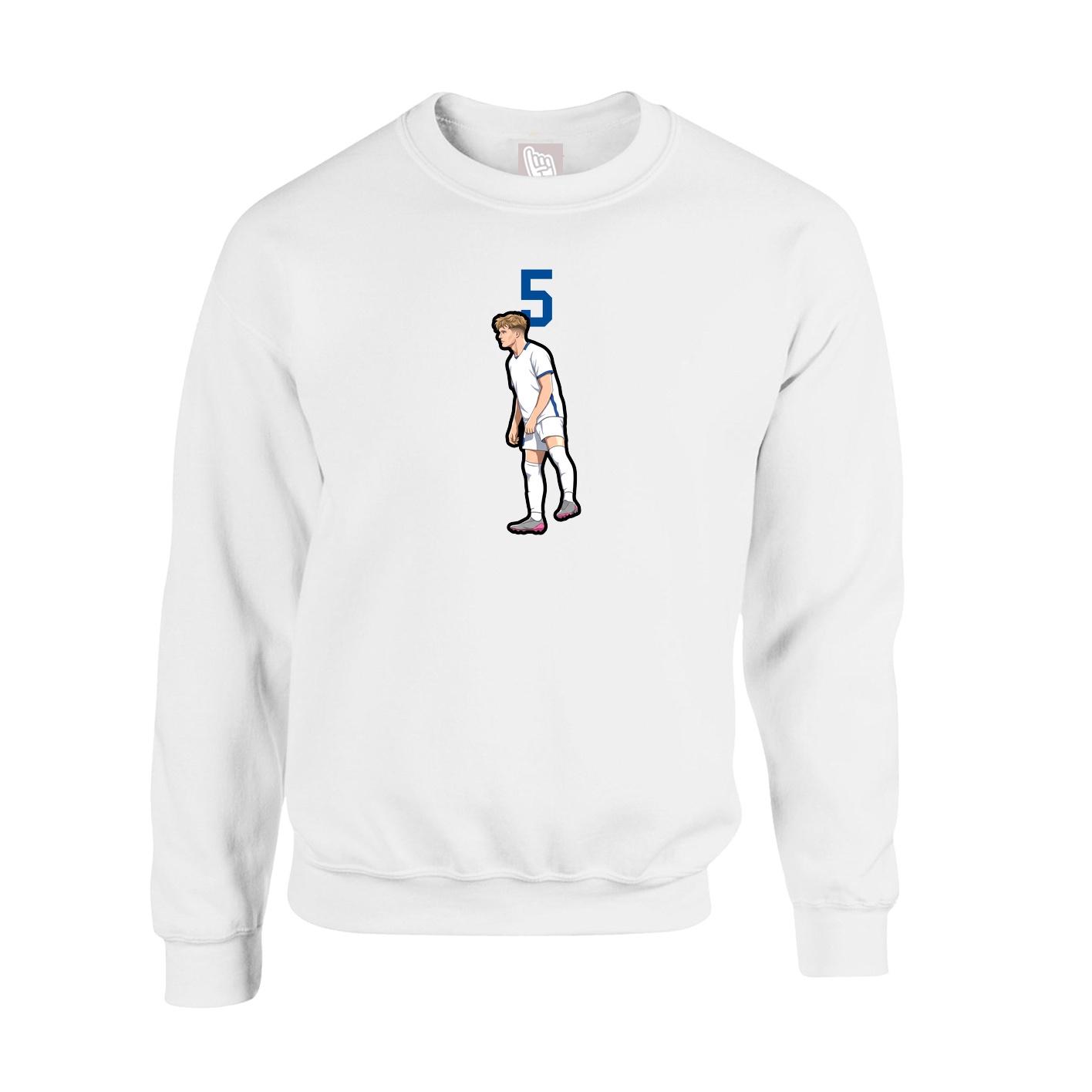Fleece Crew — Number Top in White
