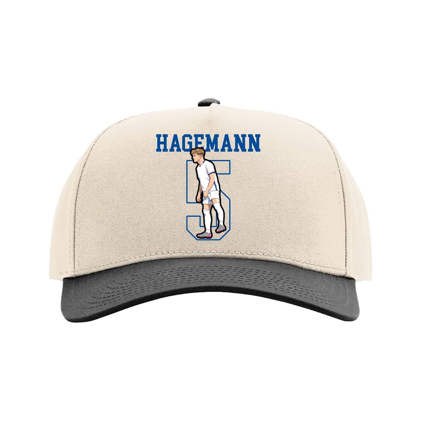 Full Fabric Five-Panel Champ Cap — Shirsey in Cream/Black