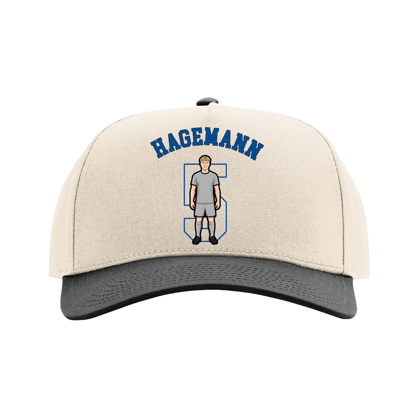 Full Fabric Five-Panel Champ Cap — Shirsey Arch in Cream/Black