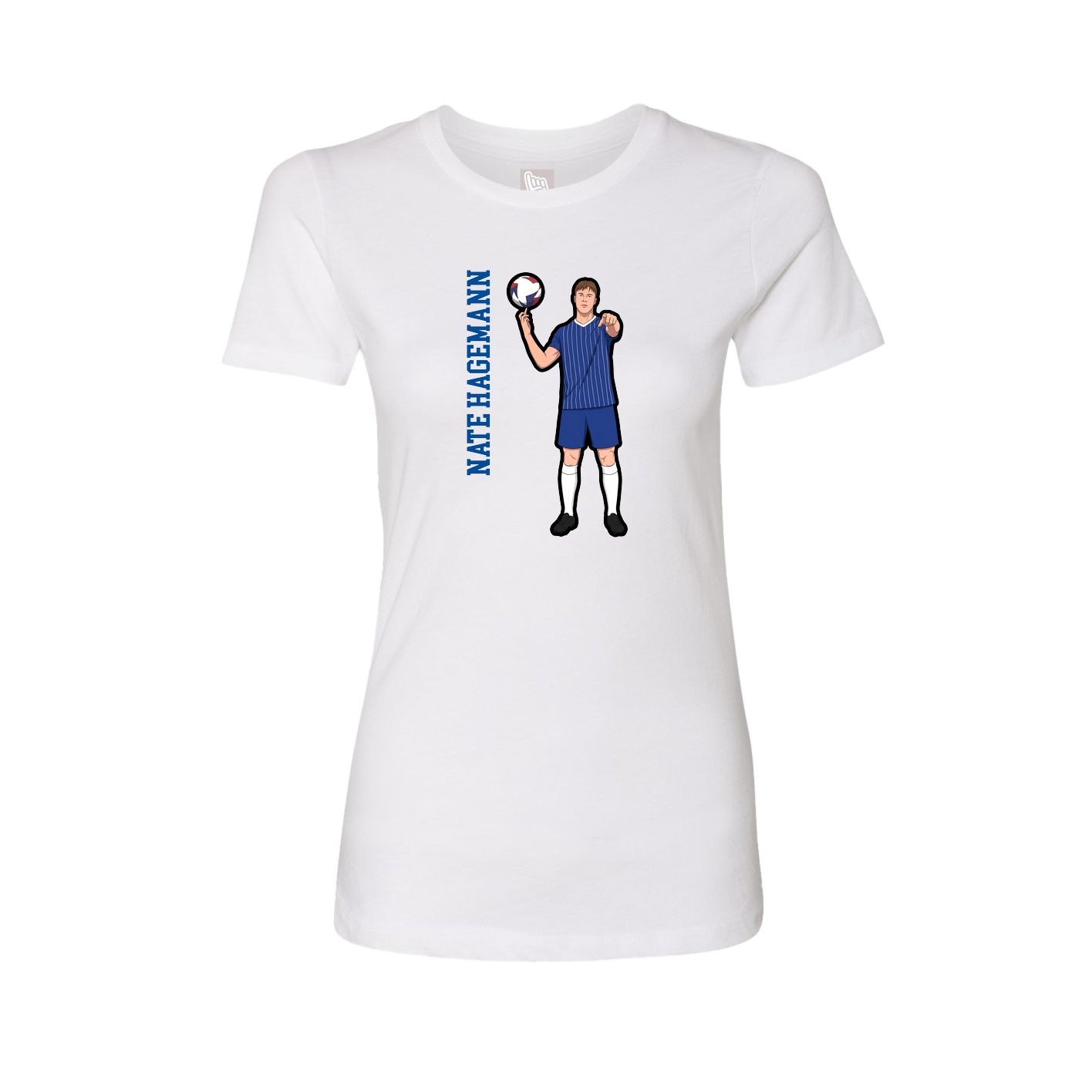 Fitted Women's Tee — Name Vertical in White