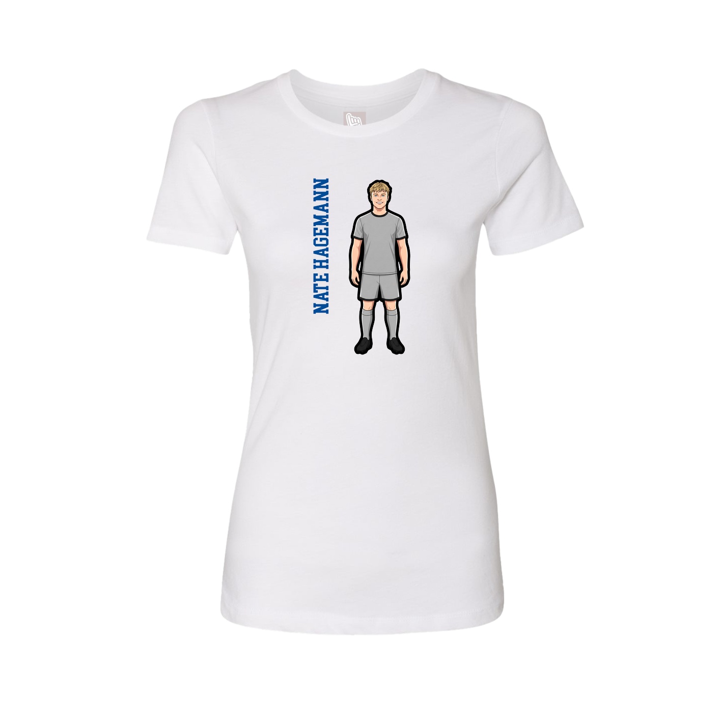 Fitted Women's Tee — Name Vertical in White