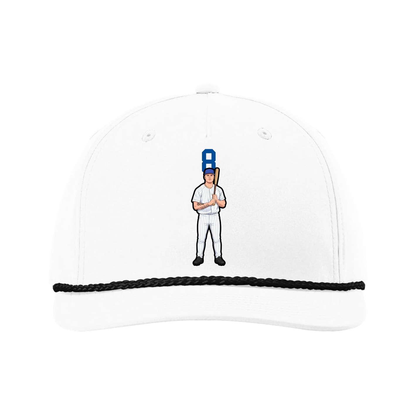 Five-Panel Classic Rope Cap — Number Top in White