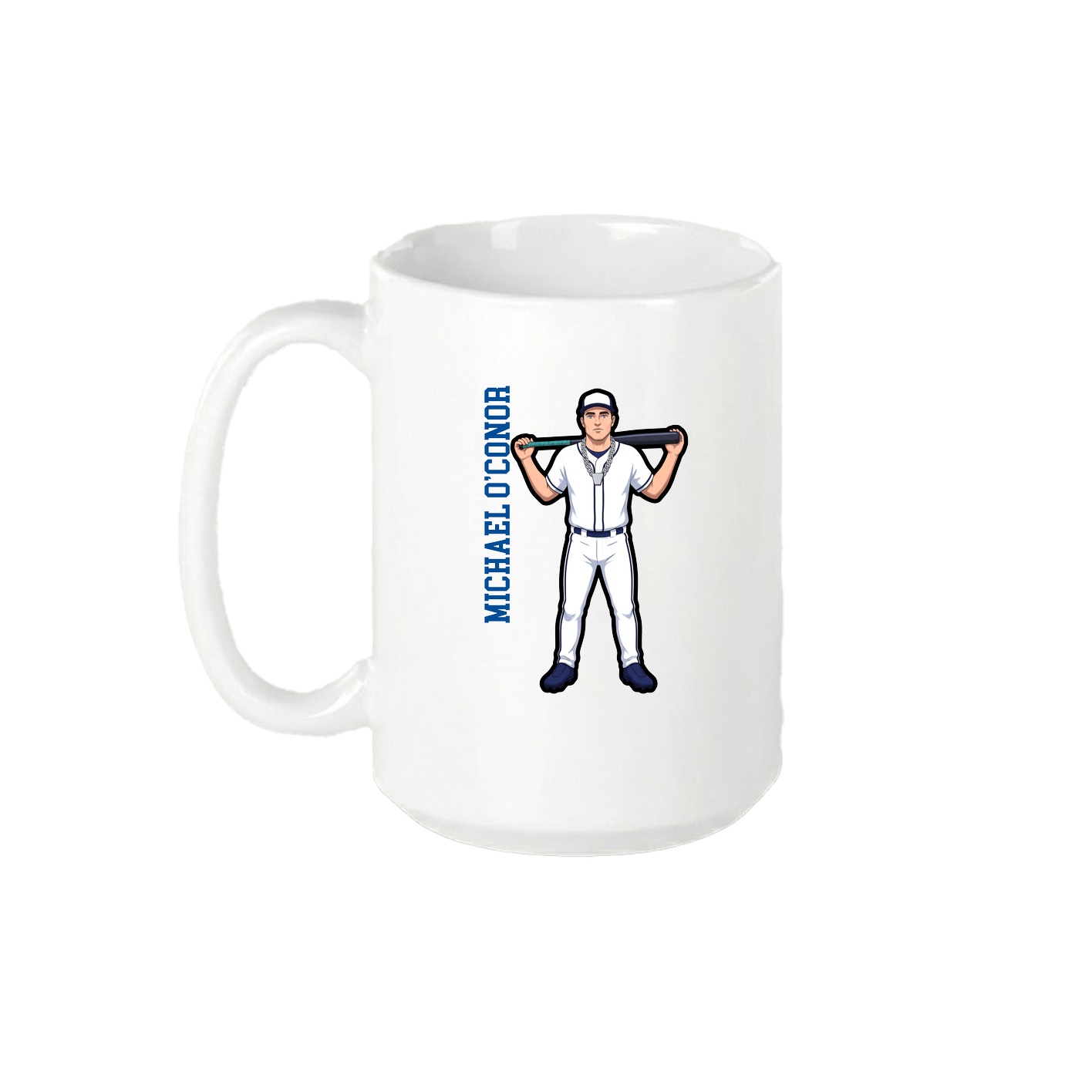 15oz Coffee Mug — Name Vertical in White