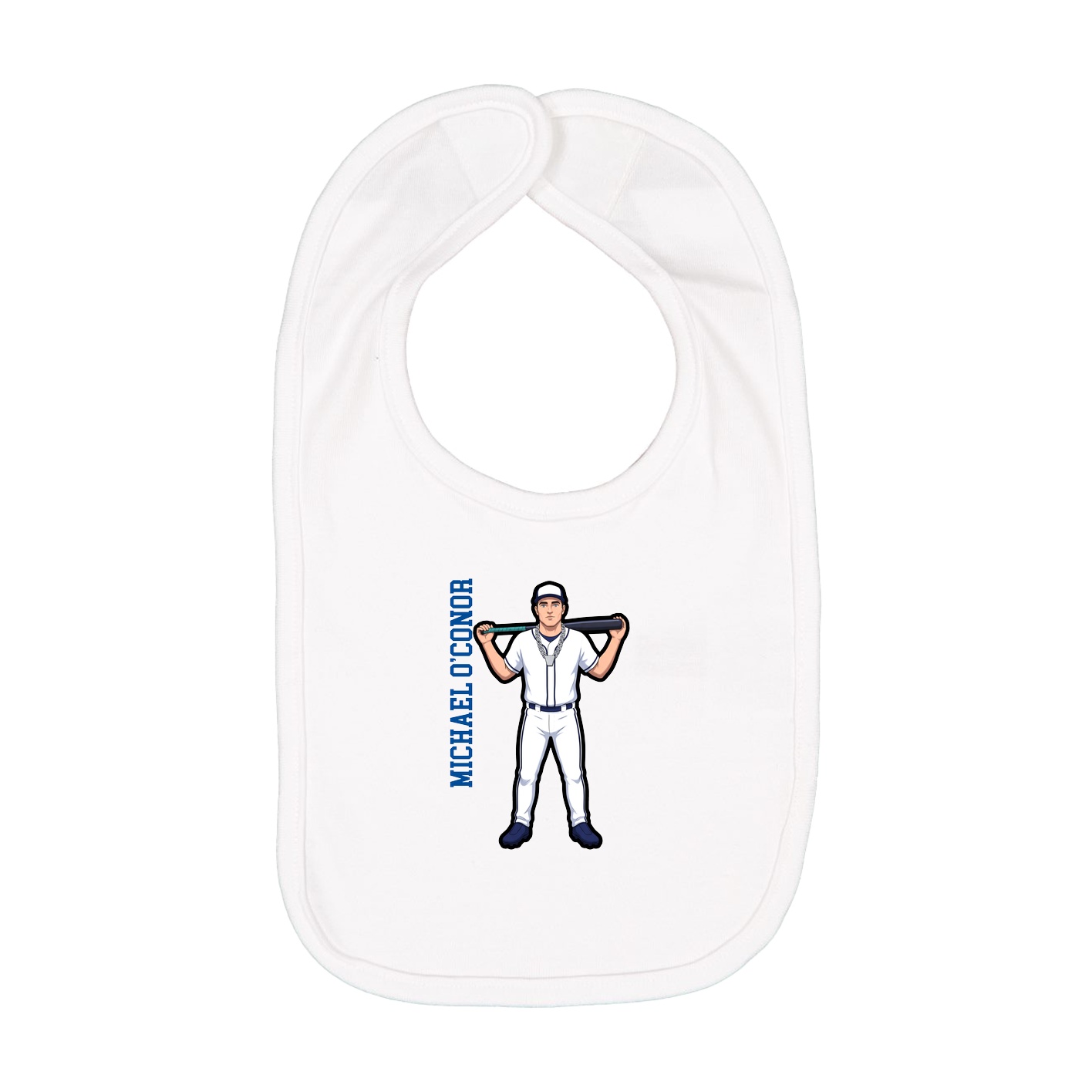 Infant Bib — Name Vertical in White