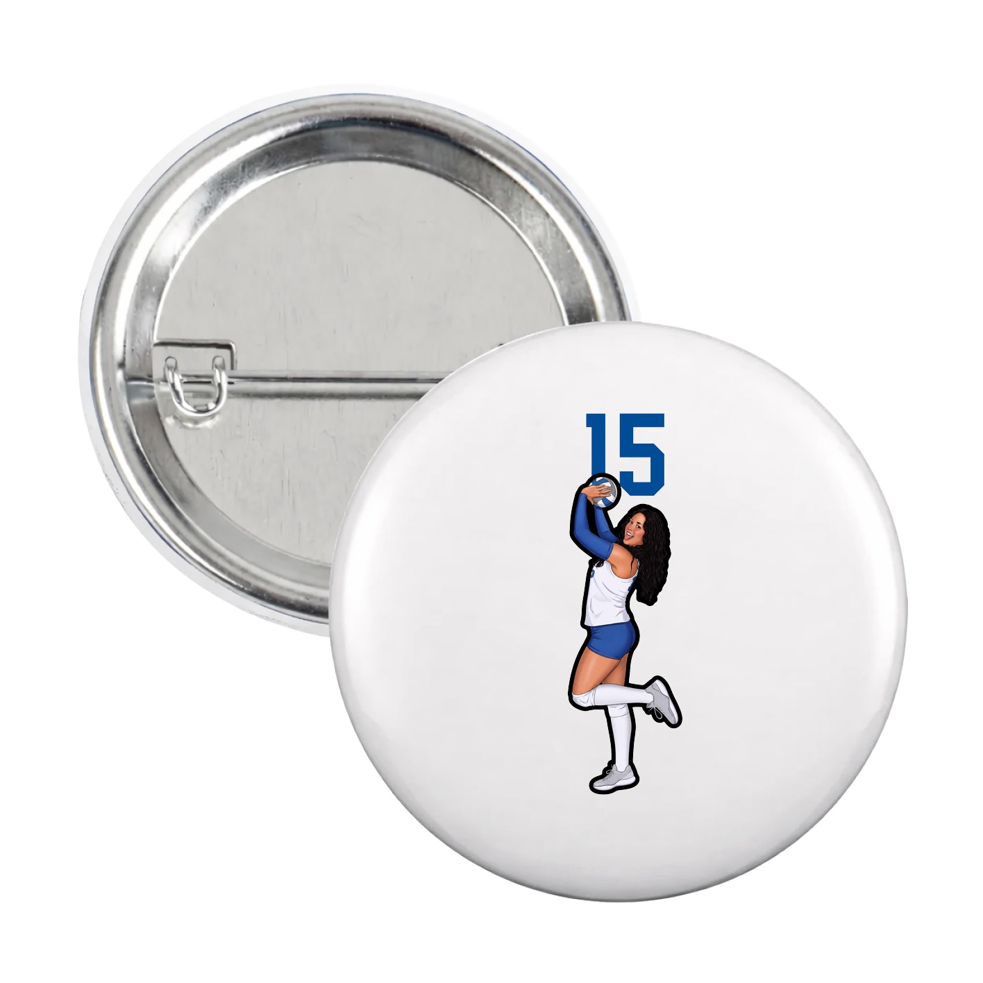 Game Day Button — Number Top in White