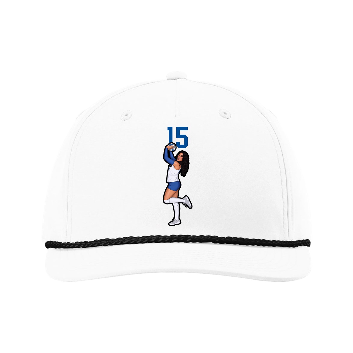 Five-Panel Classic Rope Cap — Number Top in White