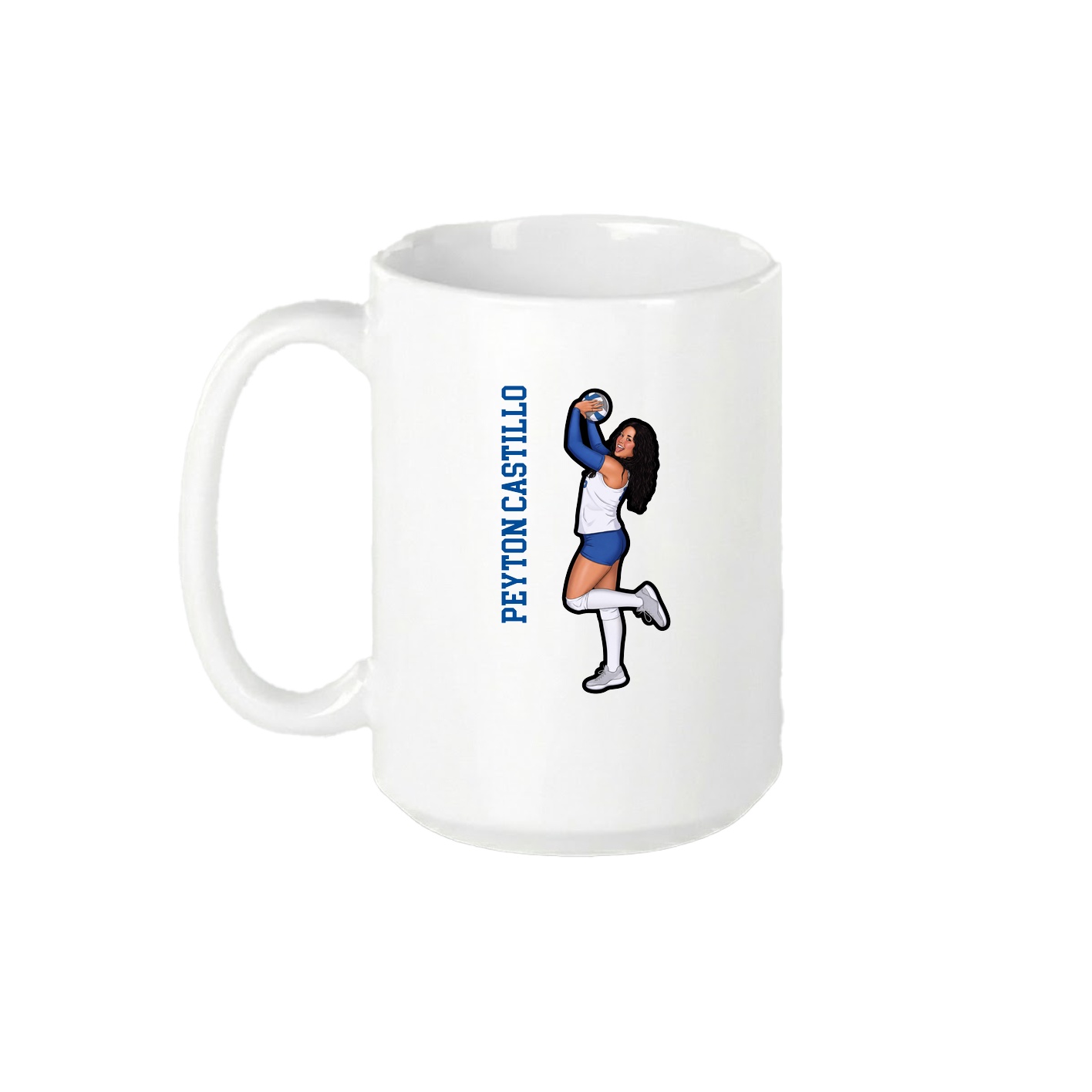 15oz Coffee Mug — Name Vertical in White