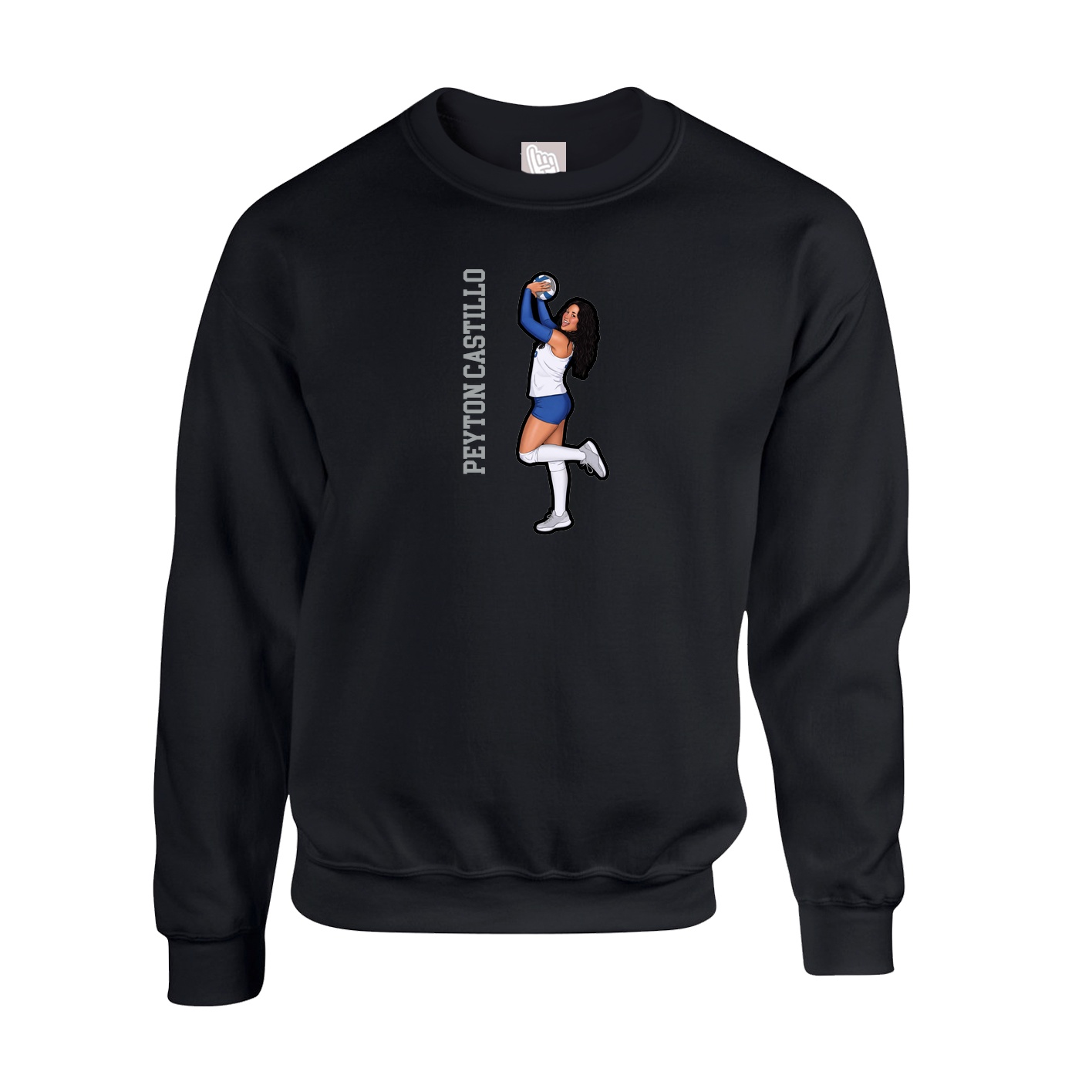 Fleece Crew — Name Vertical in Black