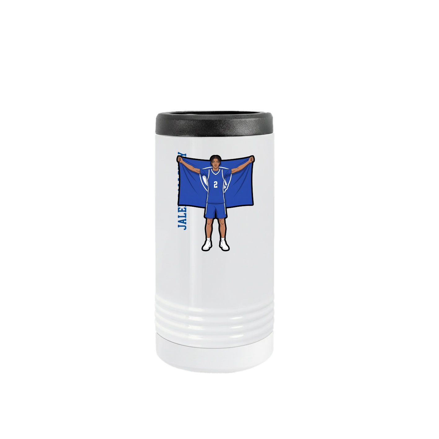 Slim Beverage Holder — Name Vertical in White