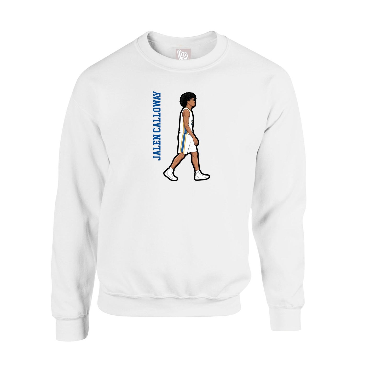 Fleece Crew — Name Vertical in White