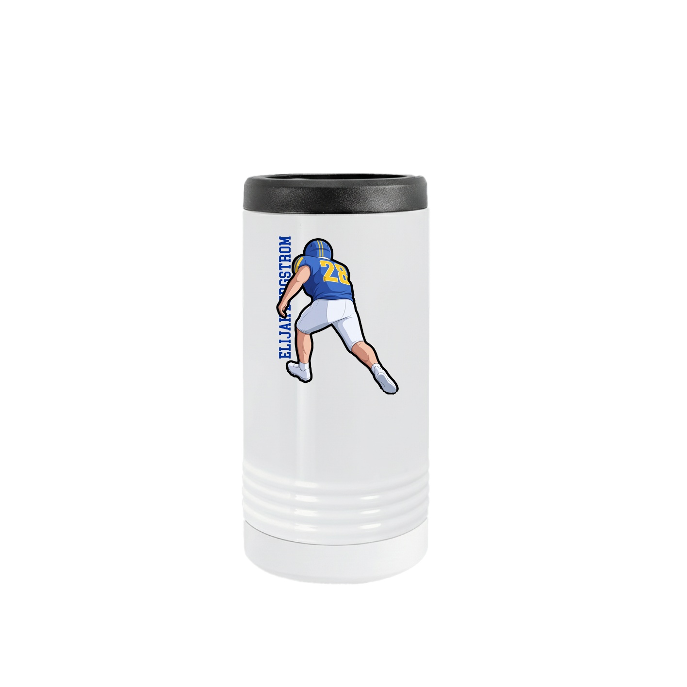 Slim Beverage Holder — Name Vertical in White