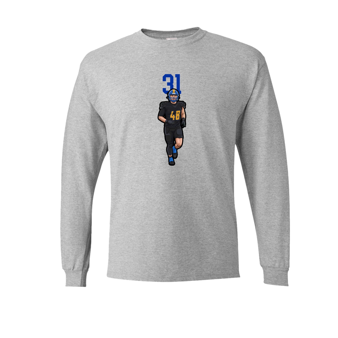 Long Sleeve Tee — Number Top in Grey