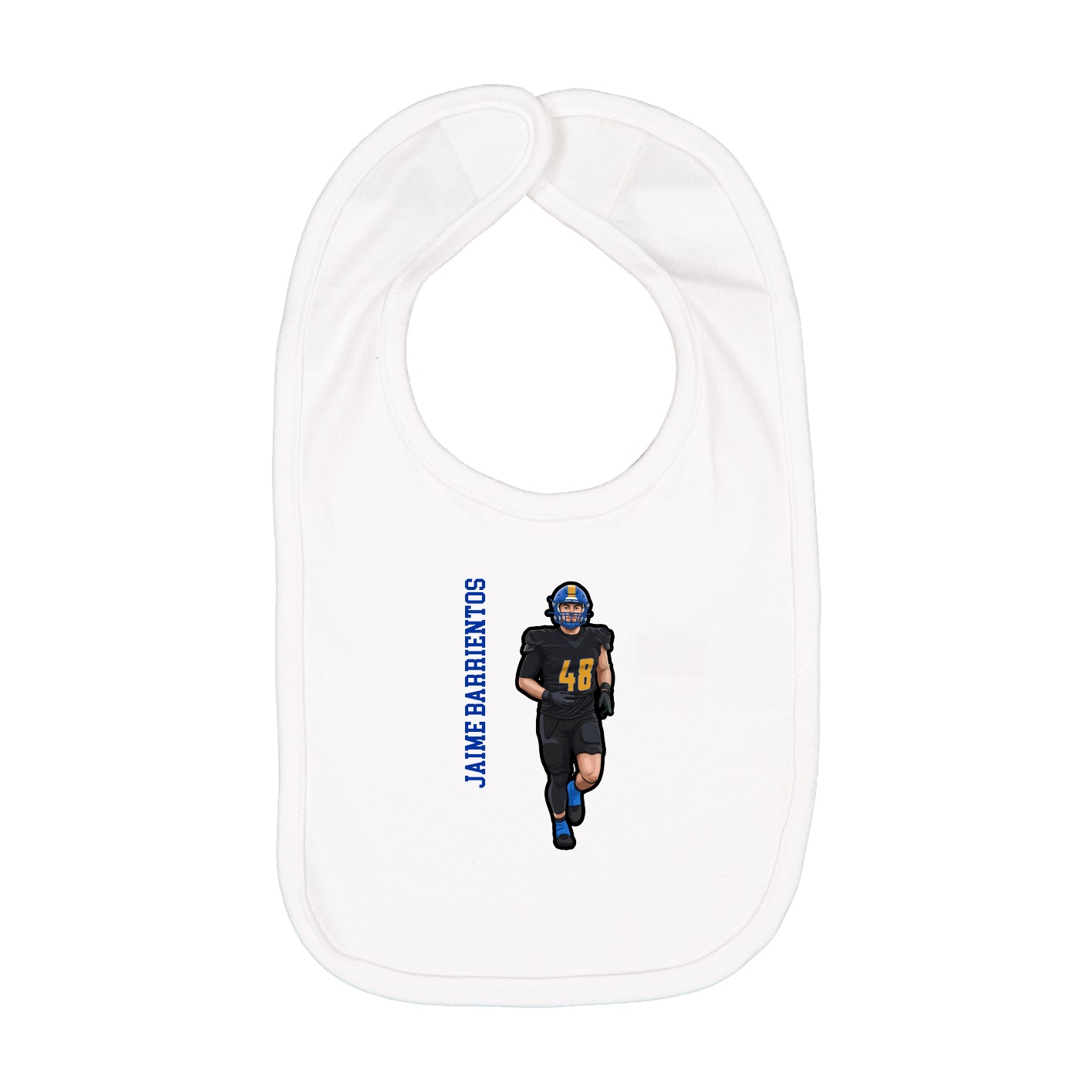Infant Bib — Name Vertical in White