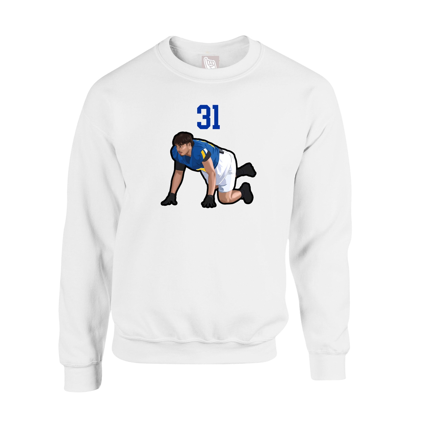 Fleece Crew — Number Top in White