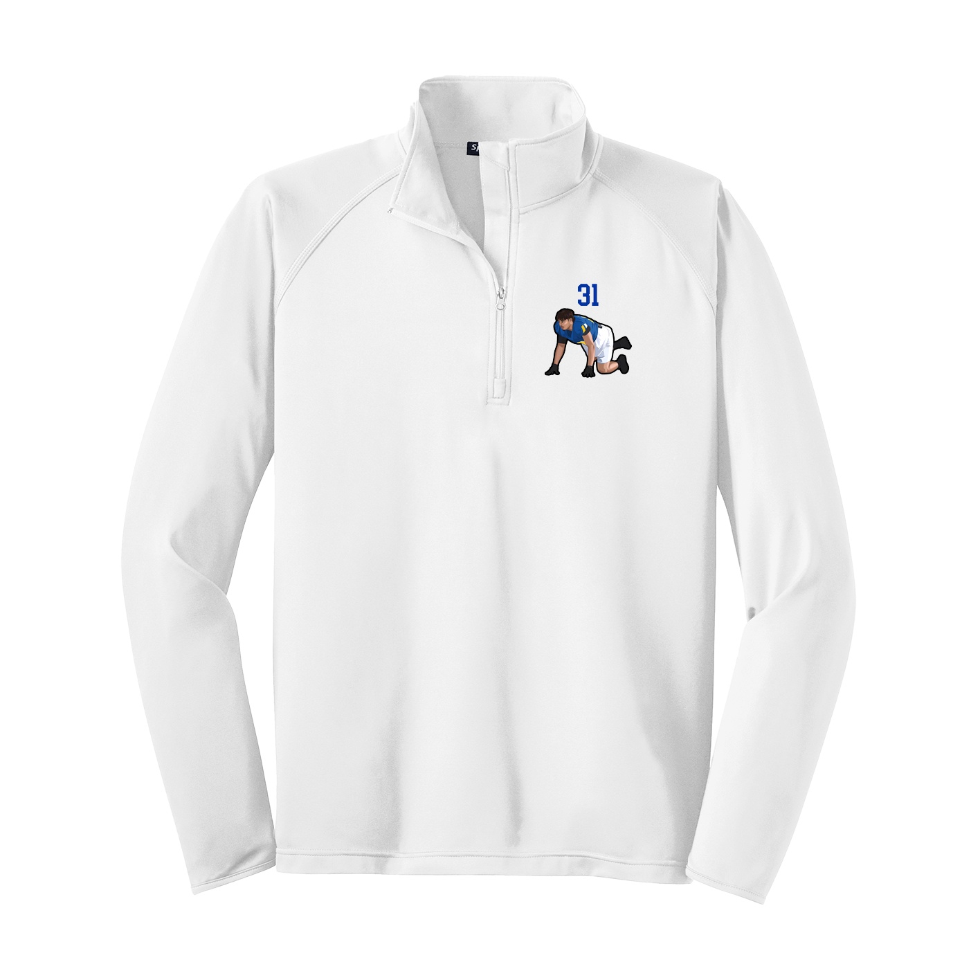 Q-Zip Pullover — Number Top in White