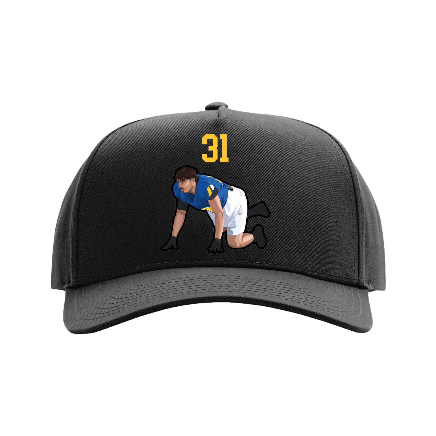 Full Fabric Five-Panel Champ Cap — Number Top in Black