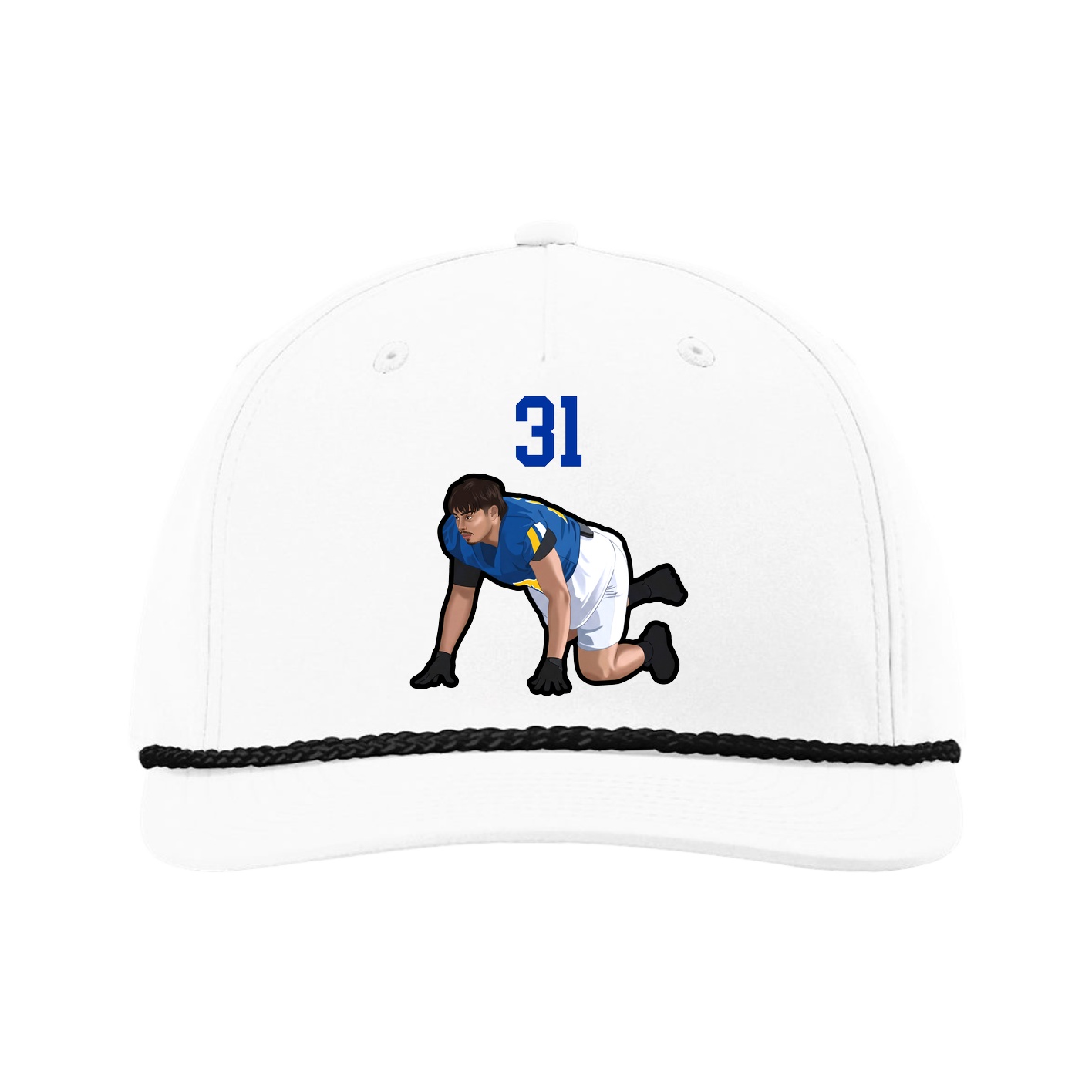 Five-Panel Classic Rope Cap — Number Top in White
