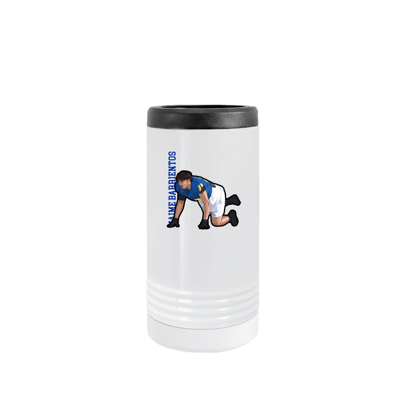 Slim Beverage Holder — Name Vertical in White