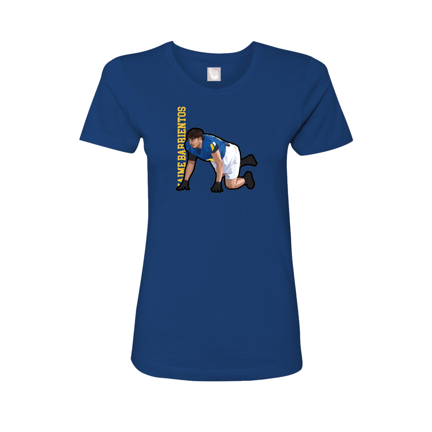 Fitted Women's Tee — Name Vertical in Royal