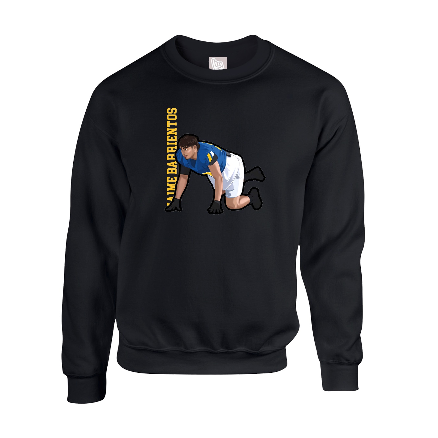 Fleece Crew — Name Vertical in Black