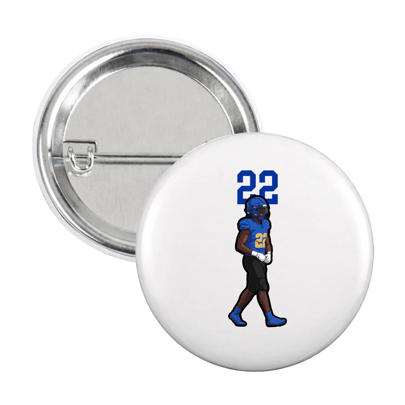 Game Day Button — Number Top in White