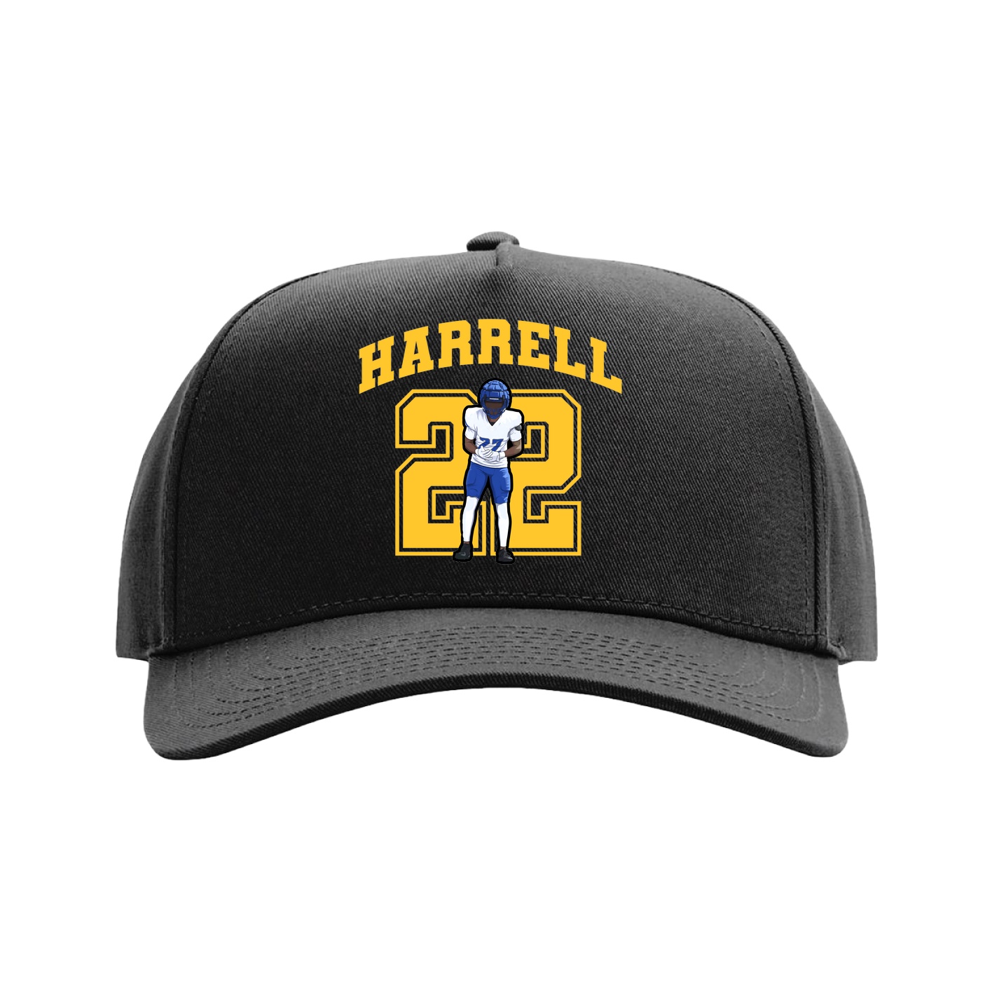 Full Fabric Five-Panel Champ Cap — Number in Black