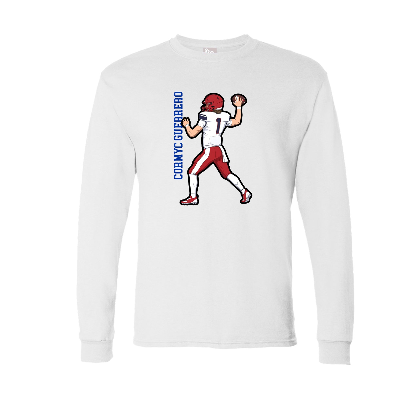 Long Sleeve Tee — Name Vertical in White