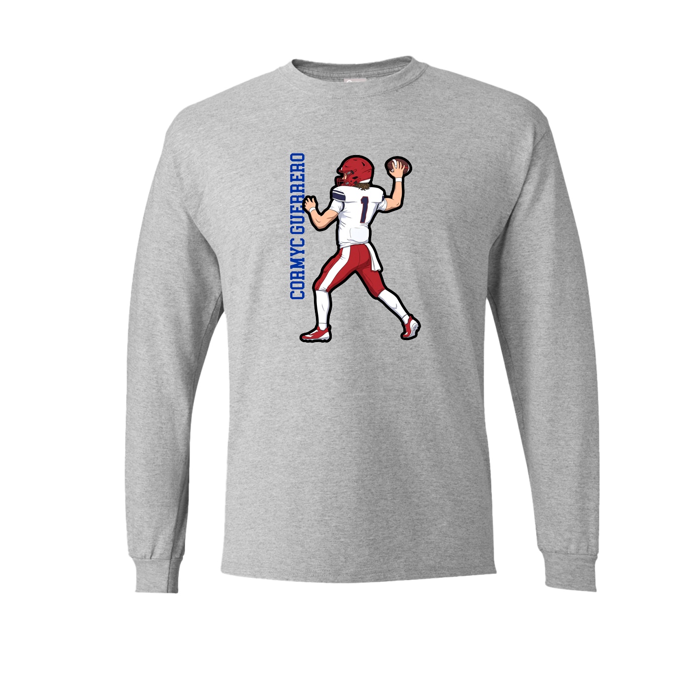 Long Sleeve Tee — Name Vertical in Grey