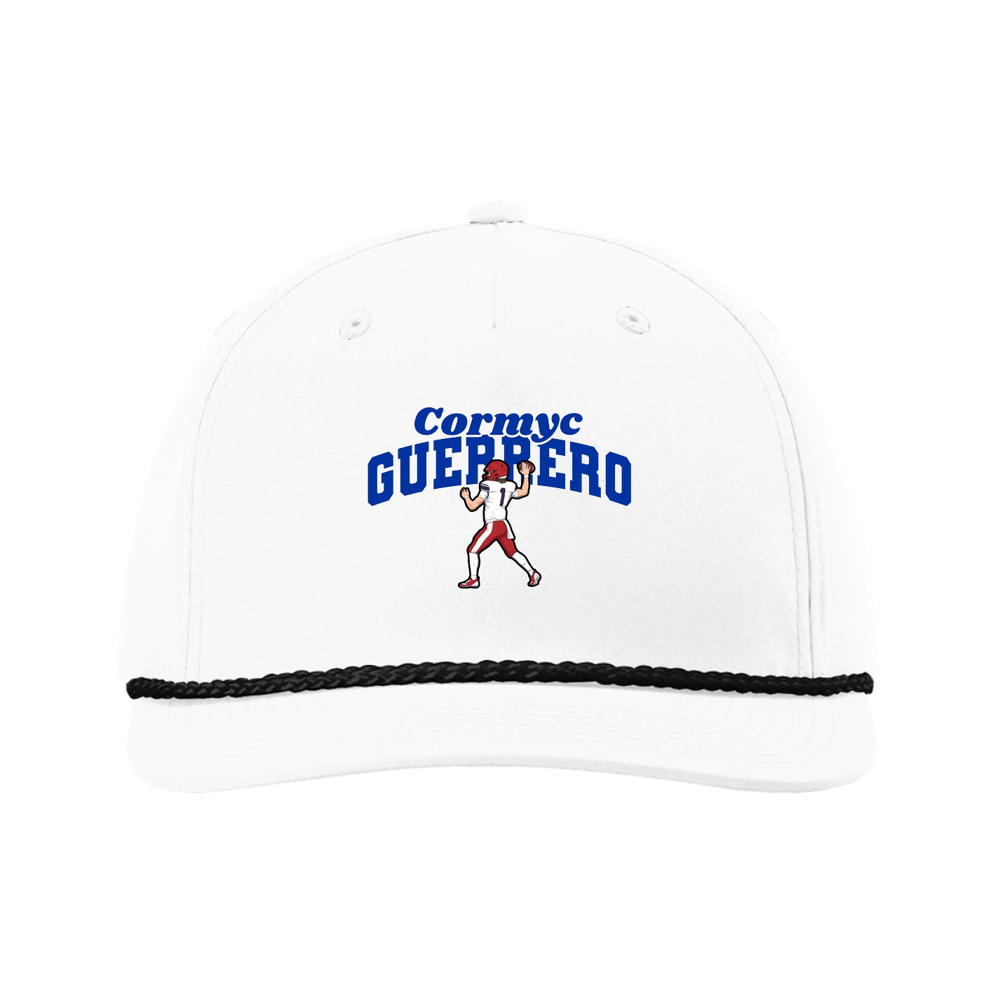 Five-Panel Classic Rope Cap — Signature Arch in White