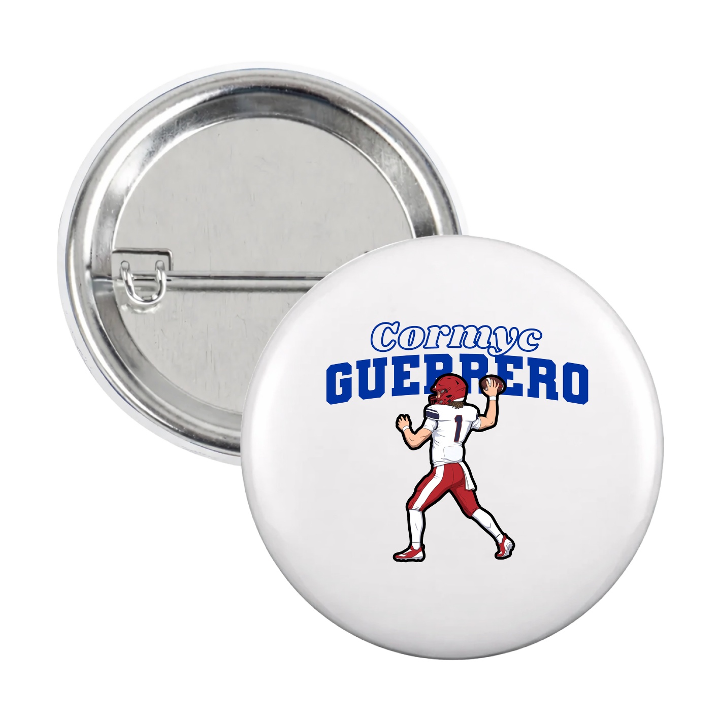 Game Day Button — Name Arch in White