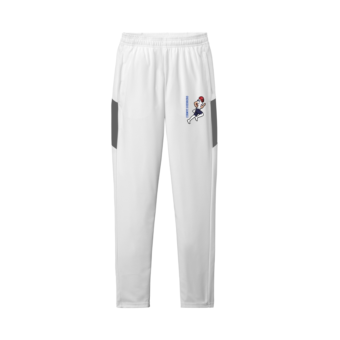 Team Travel Pant — Name Vertical in White/Grey