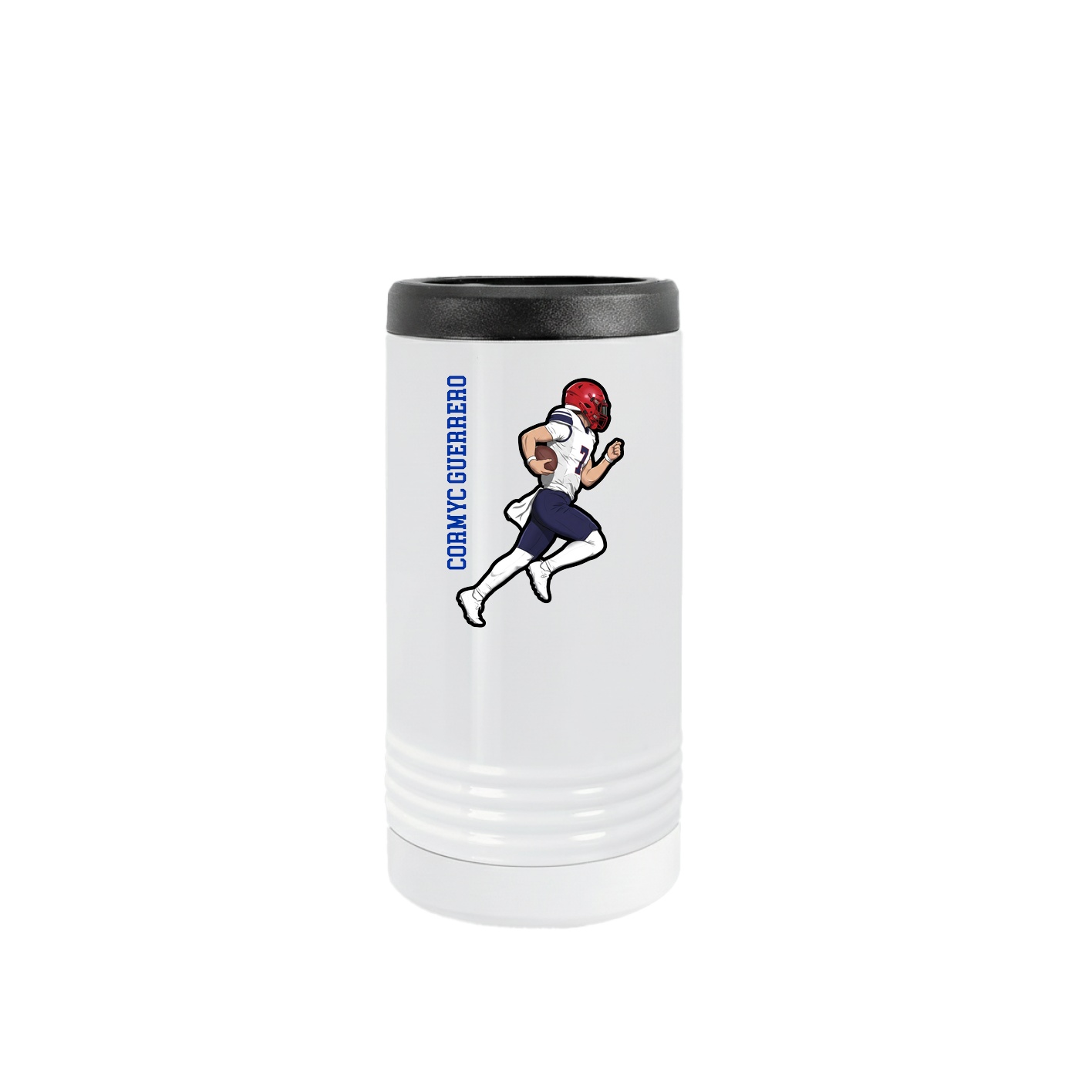 Slim Beverage Holder — Name Vertical in White