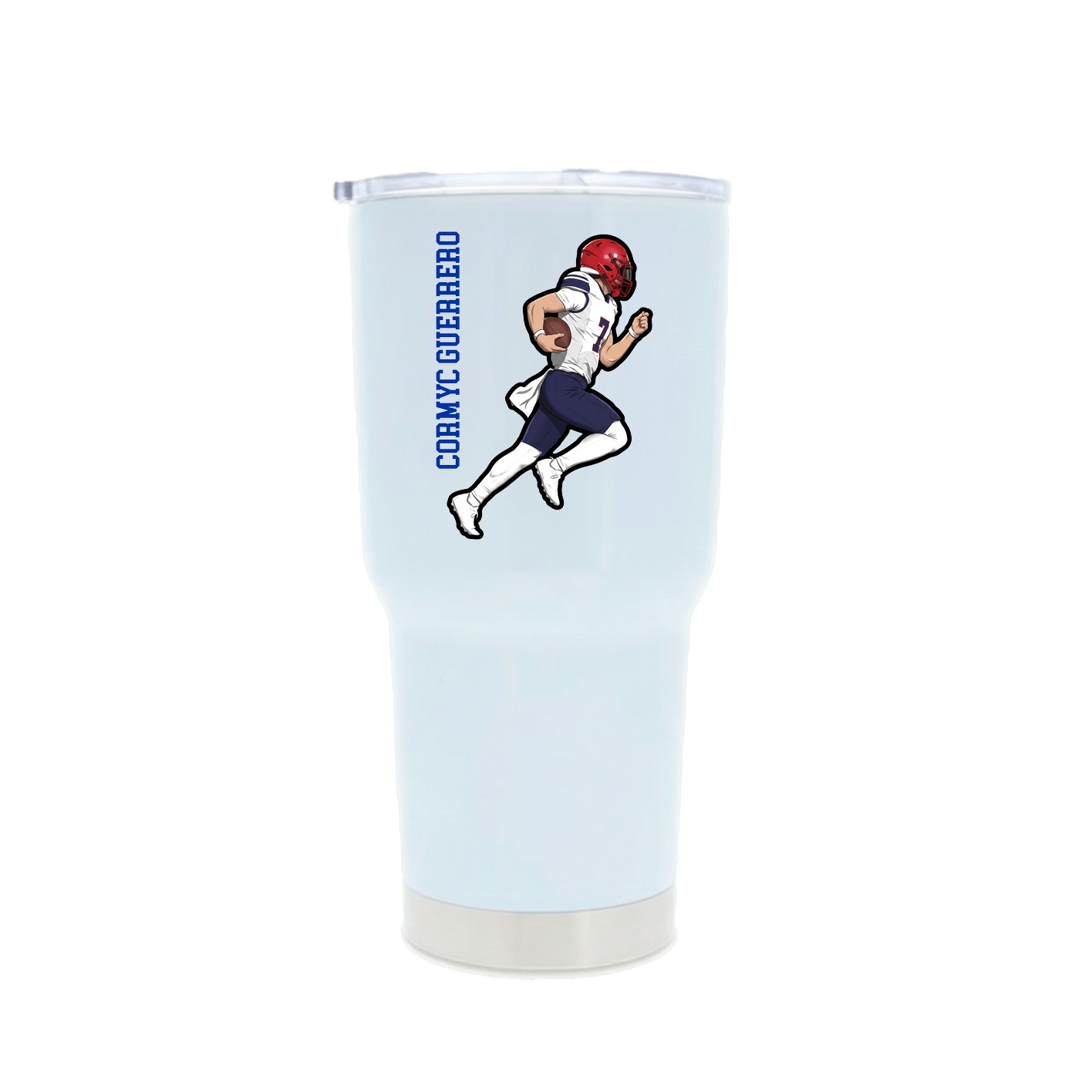 30oz Stainless Steel Tumbler — Name Vertical in White
