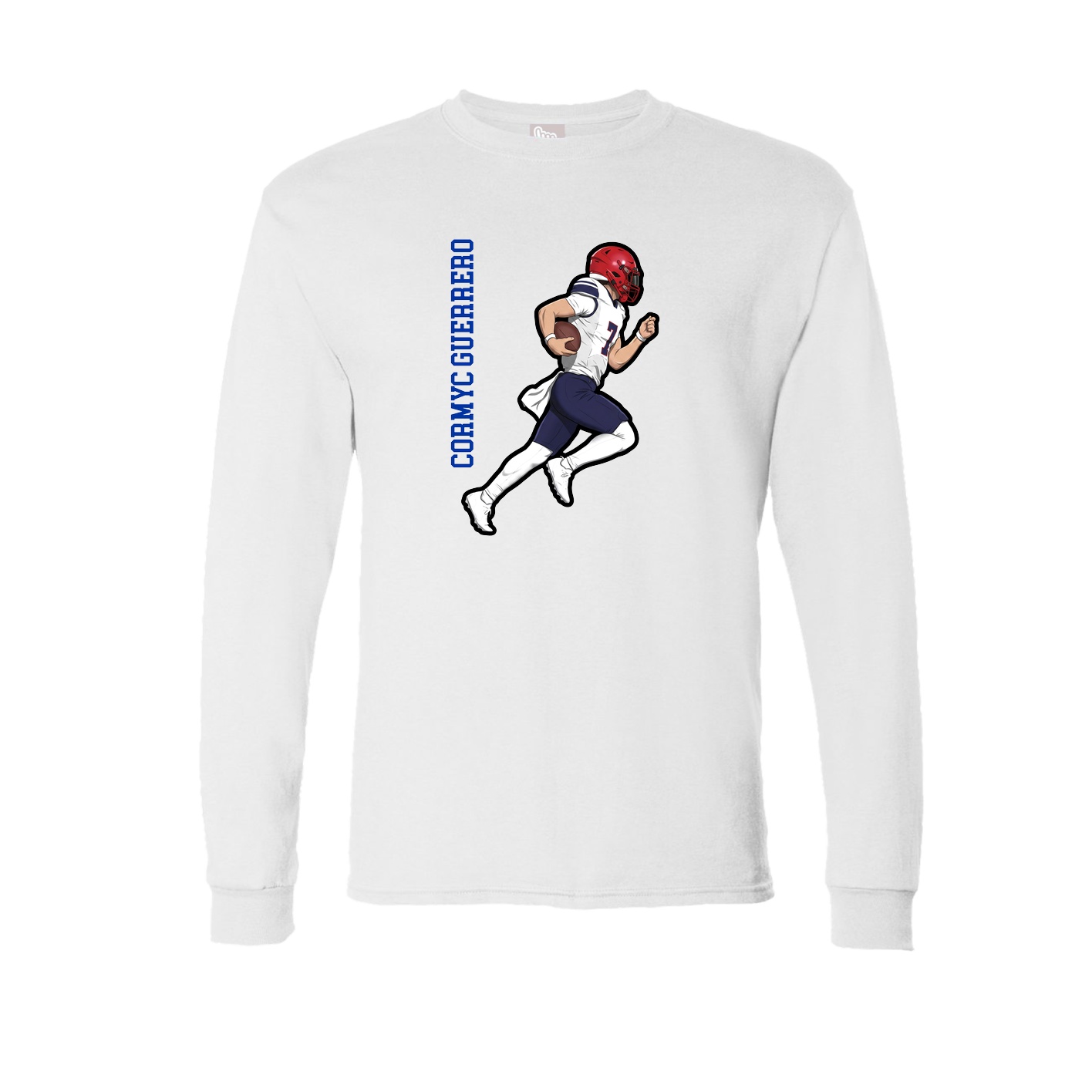 Long Sleeve Tee — Name Vertical in White