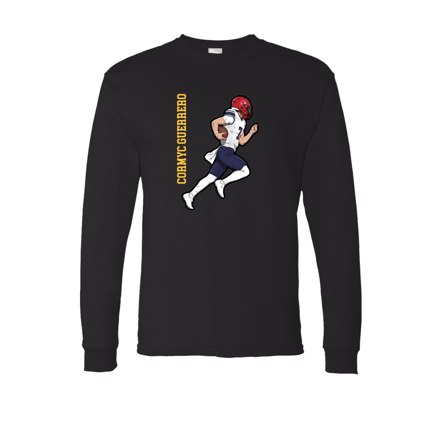 Long Sleeve Tee — Name Vertical in Black
